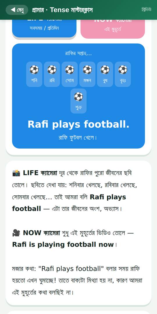 Tense শেখানো হয় দুই ক্যামেরার গল্প দিয়ে